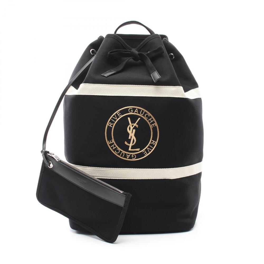 Saint Laurent Rive Gauche Sling Bag Canvas Backpack Black White